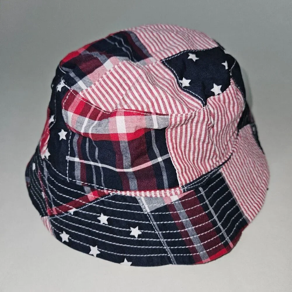 Gymboree Madras Bucket Hat RWB American Cutie Flag Patriotic Baby 12-24 Months